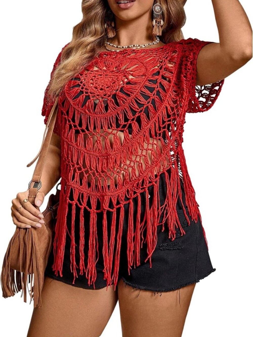 Plus Size Hollow Out Knitted Crochet Top for Women - Stylish Summer Fashion